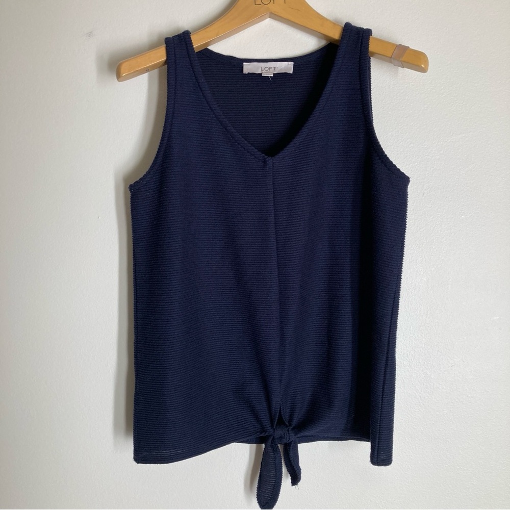 LOFT Ribbed Navy Sleeveless Top XS